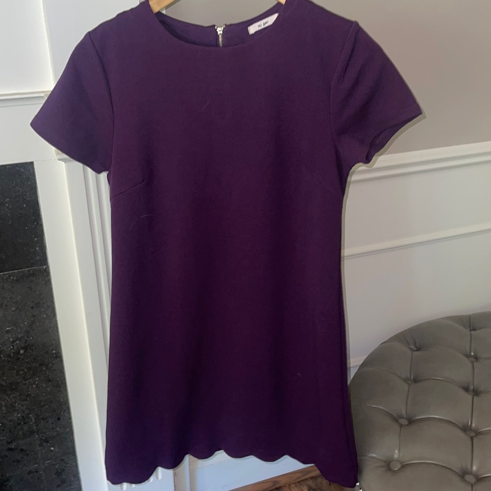 Plum colored dress with scalloped bottom